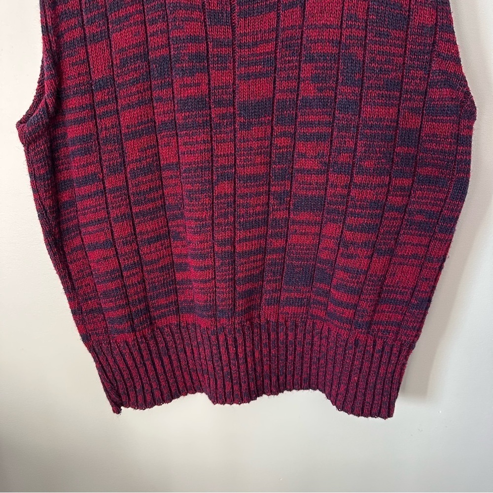 Expressions By Campus Vintage Sz M 70s 80s Sweater Vest Red Navy USA Made Wool - Picture 3 of 8